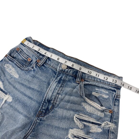 American Eagle Womens Distressed Patched Denim Shorts Size 4 High Rise - Picture 4 of 12